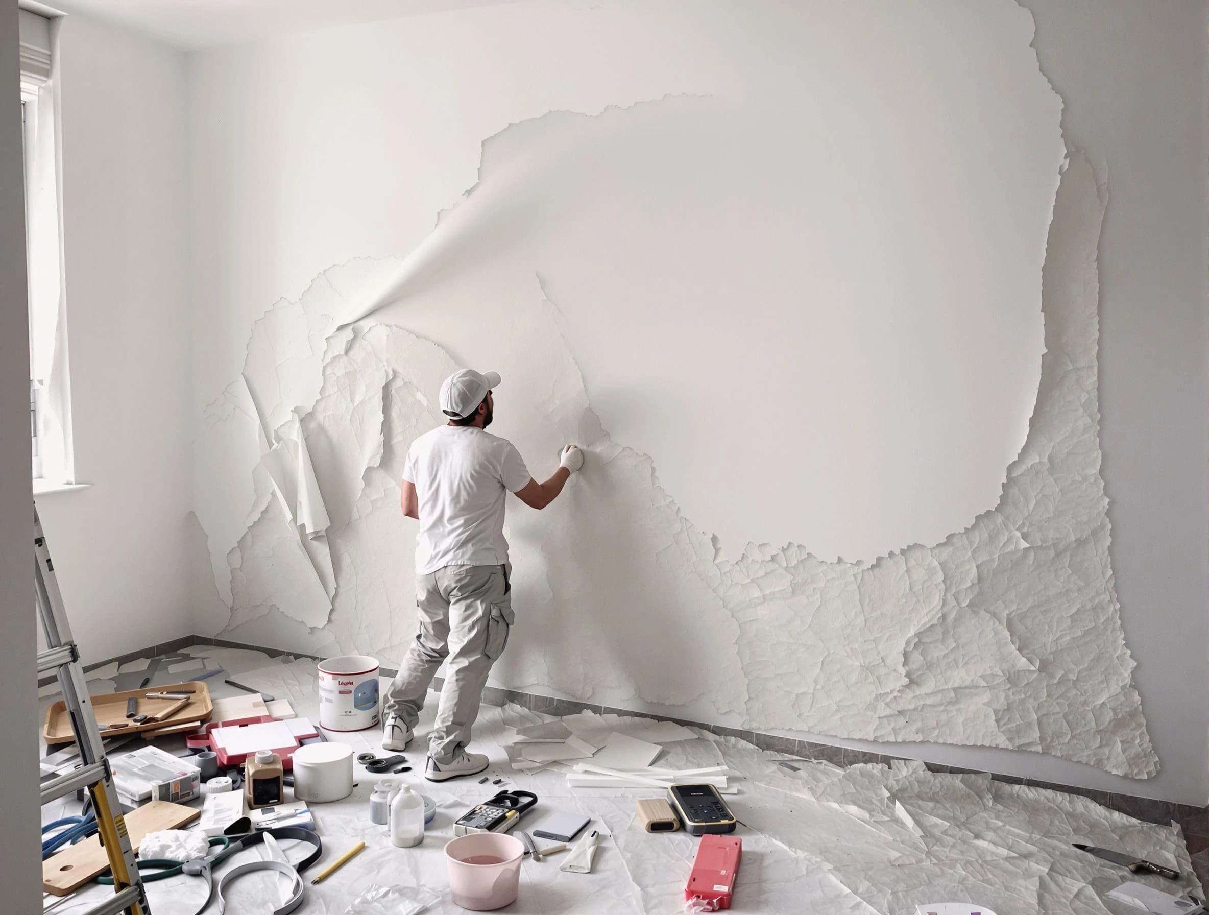 Removing old wallpaper to reveal clean walls by Garfield Heights House Painters in Garfield Heights
